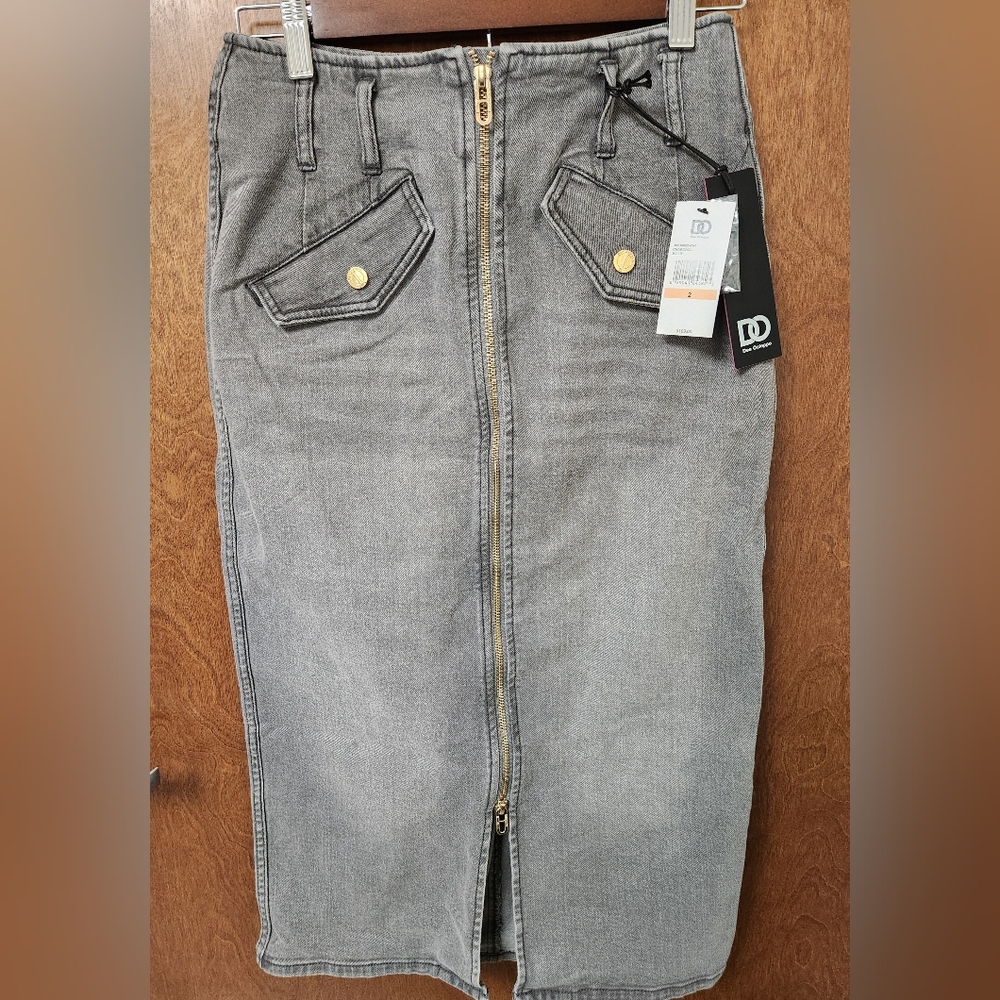 Dee Ocleppo Charcoal Millie Denim Zip Pencil Skirt